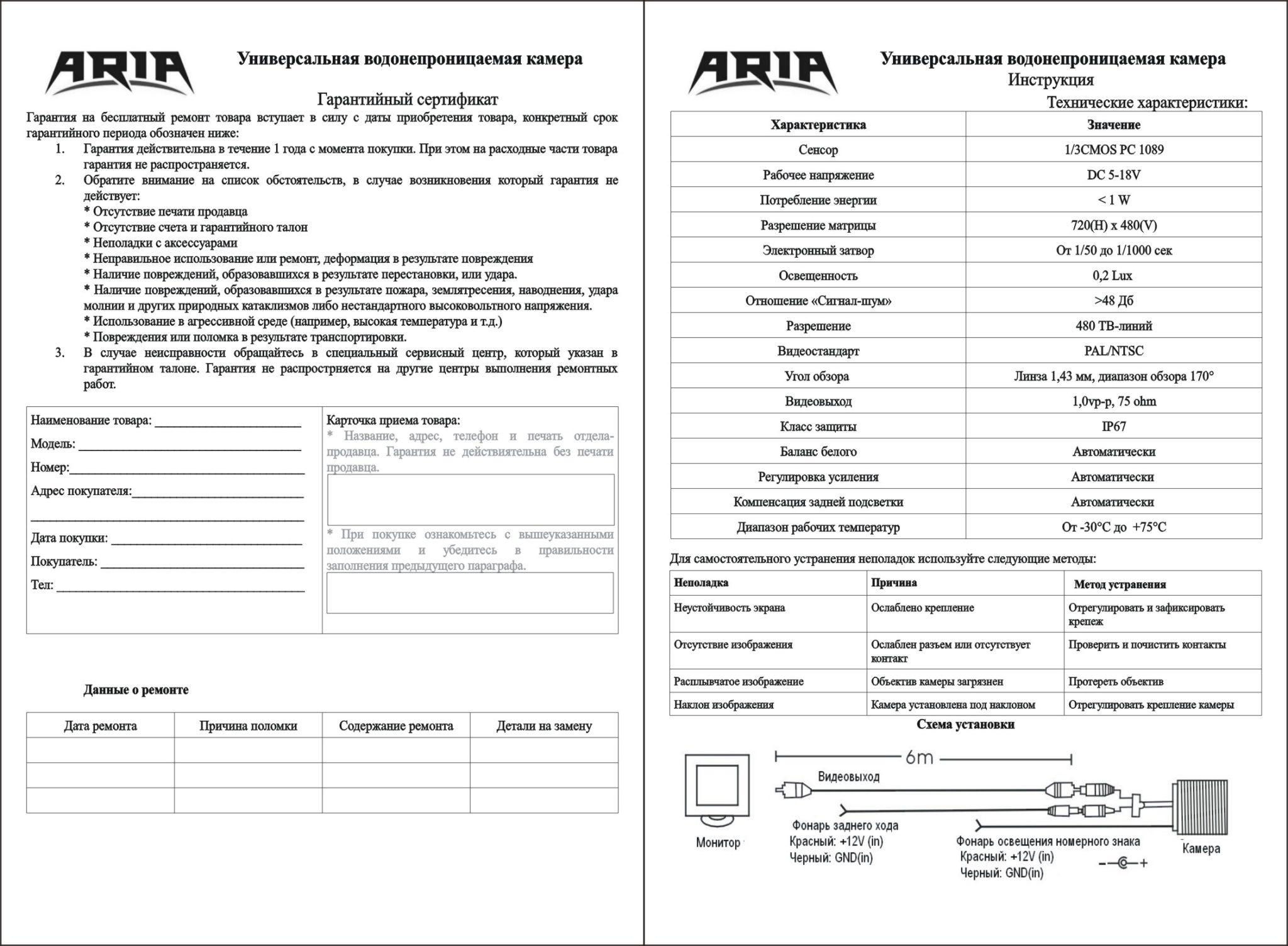 Инструкции - ARIA-sound